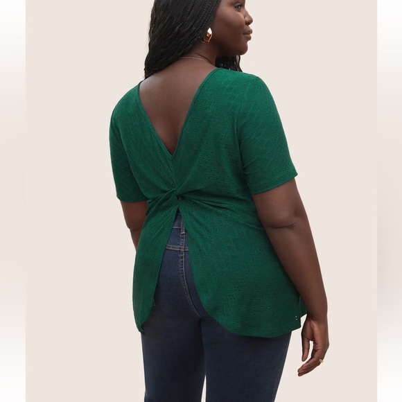 BloomChic Plus Size XL Plain Textured Twist Back T-shirt us14-16 - Picture 2 of 8